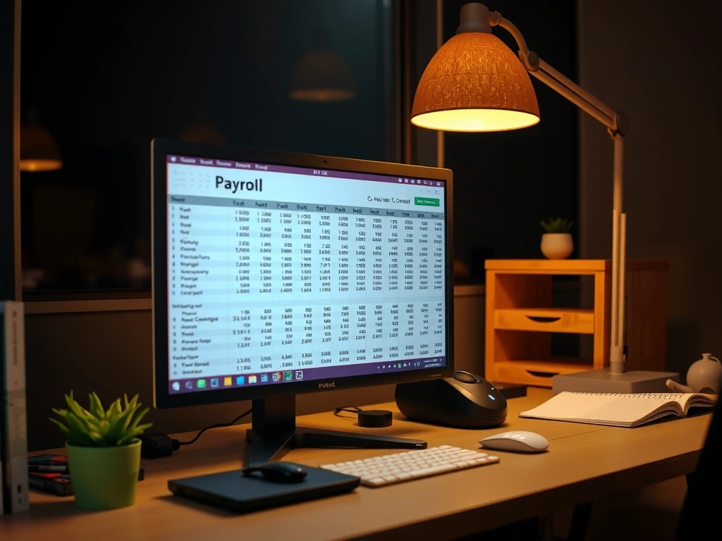 Organized payroll data on a monitor